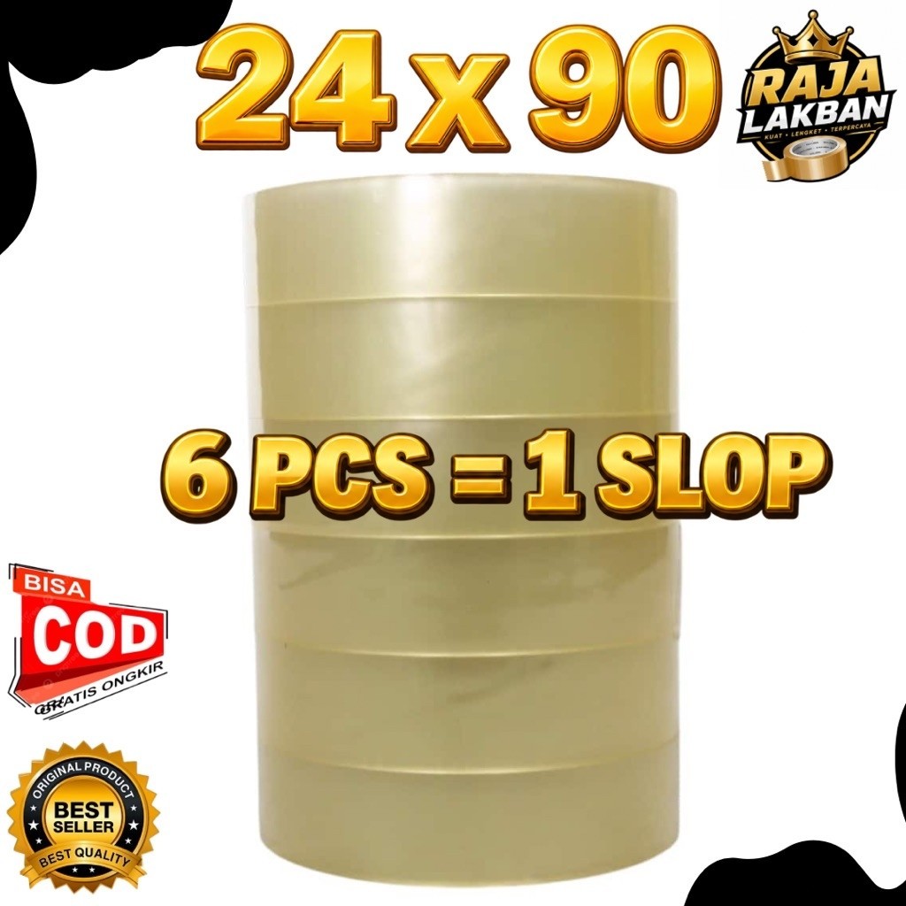 Lakban 24x90 Isi 6 Roll 1 Slop | Lakban Packing Paket Kardus & Kebutuhan Usaha