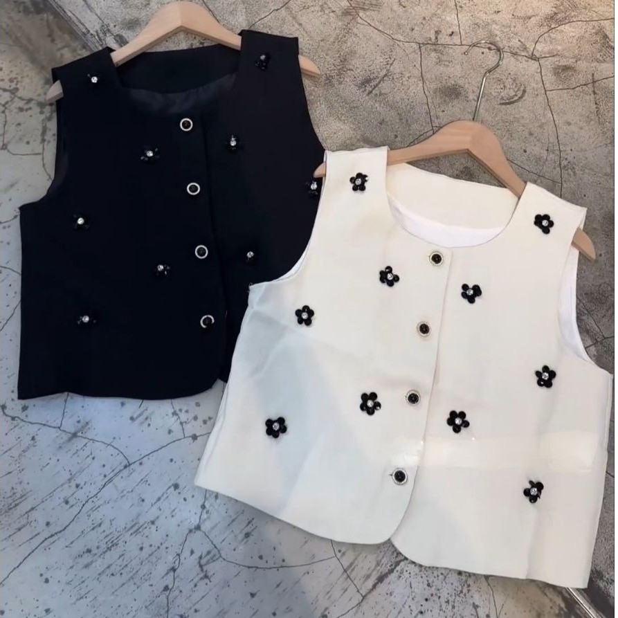 atasan tweed/ atasan vest wanita bahan tweed