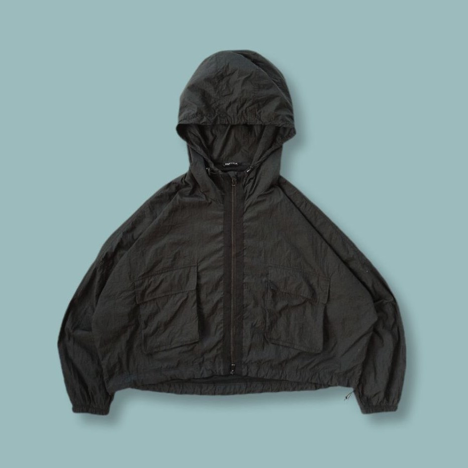 Uniquesport - Jaket Parasut Windbreaker Xexymix RX Light Boxy Oversize Two Pocket Hitam Second