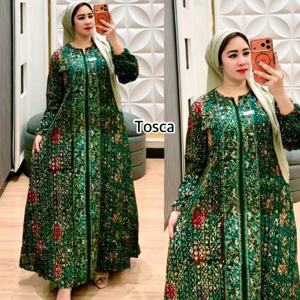 Gamis Tuwil Aksara Bunga Batik Tangan Balon Twil Premium
