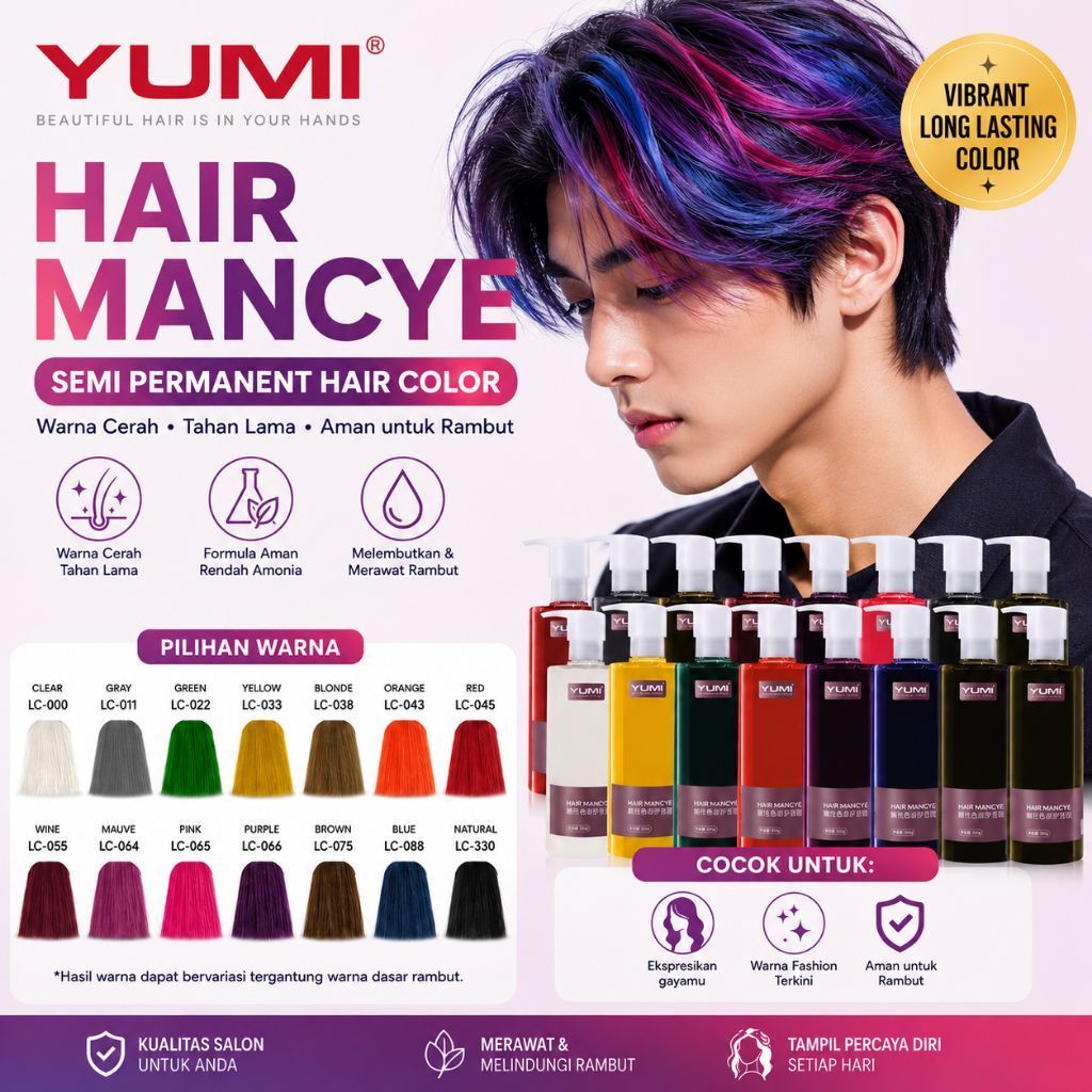 BISA COD) YUMI HAIR COLOR PEWARNA RAMBUTMANICURE YUMI TANPA CAMPURAN PEROXIDE YUMI HAIR cat rambut p