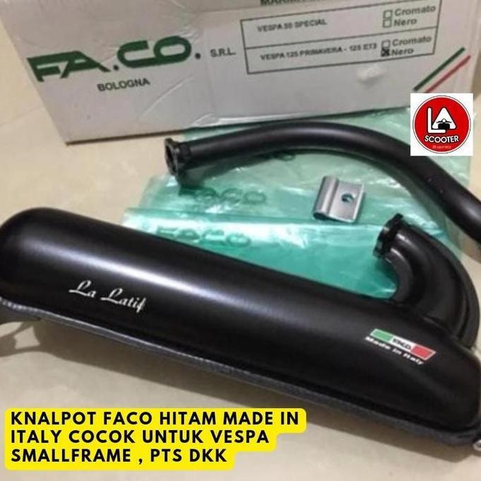 * KNALPOT FACO (HITAM) UTK VESPA SMALLFRAME PTS DKK *