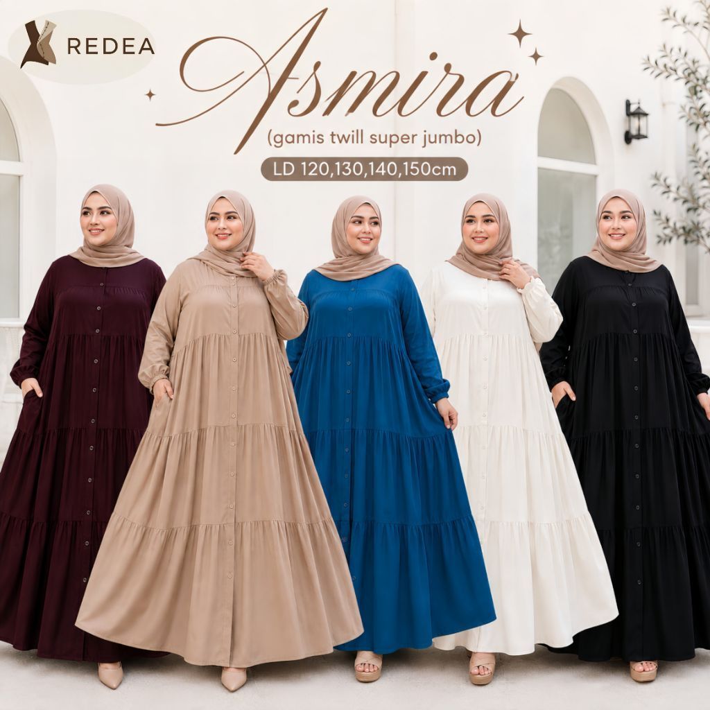 Asmira Dress Polos LD 120 130 140 150 cm SUSUN BAHAN RAYON Twill PREMIUM BUSUI FRIENDLY Dress / Gami