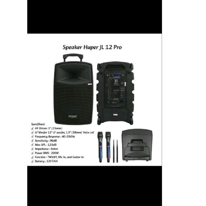 Promo Sale Speaker Portable Wireless 12"inch Huper JL-12 Pro Original -- 1buah Speaker