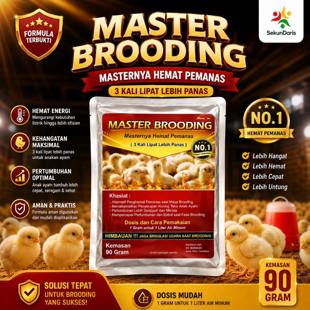 TERLARIS Vitamin Anak Ayam - MASTER BROODING - Suplemen Ayam Broiler Jantan Joper Bebek - Suplemen