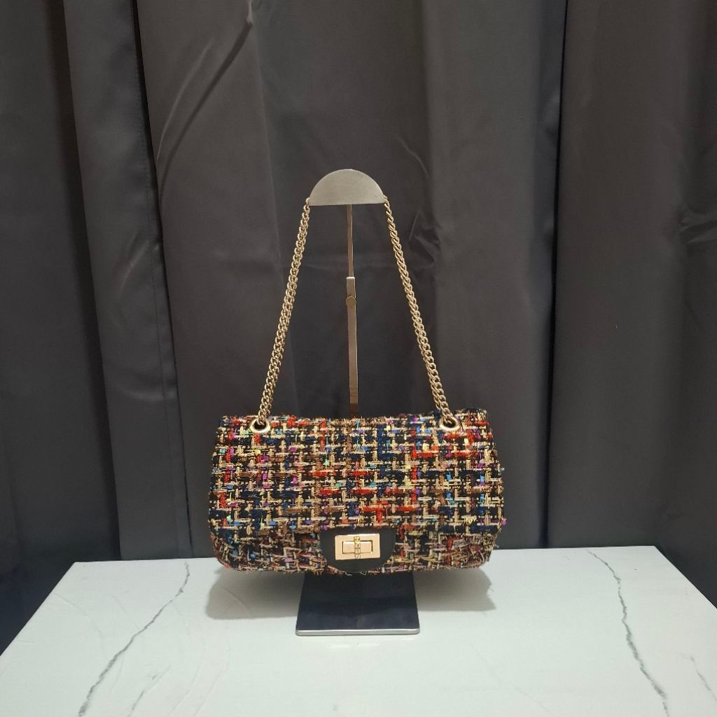 Saera Studi Shoulder Bag Kulit Asli mix Tweed