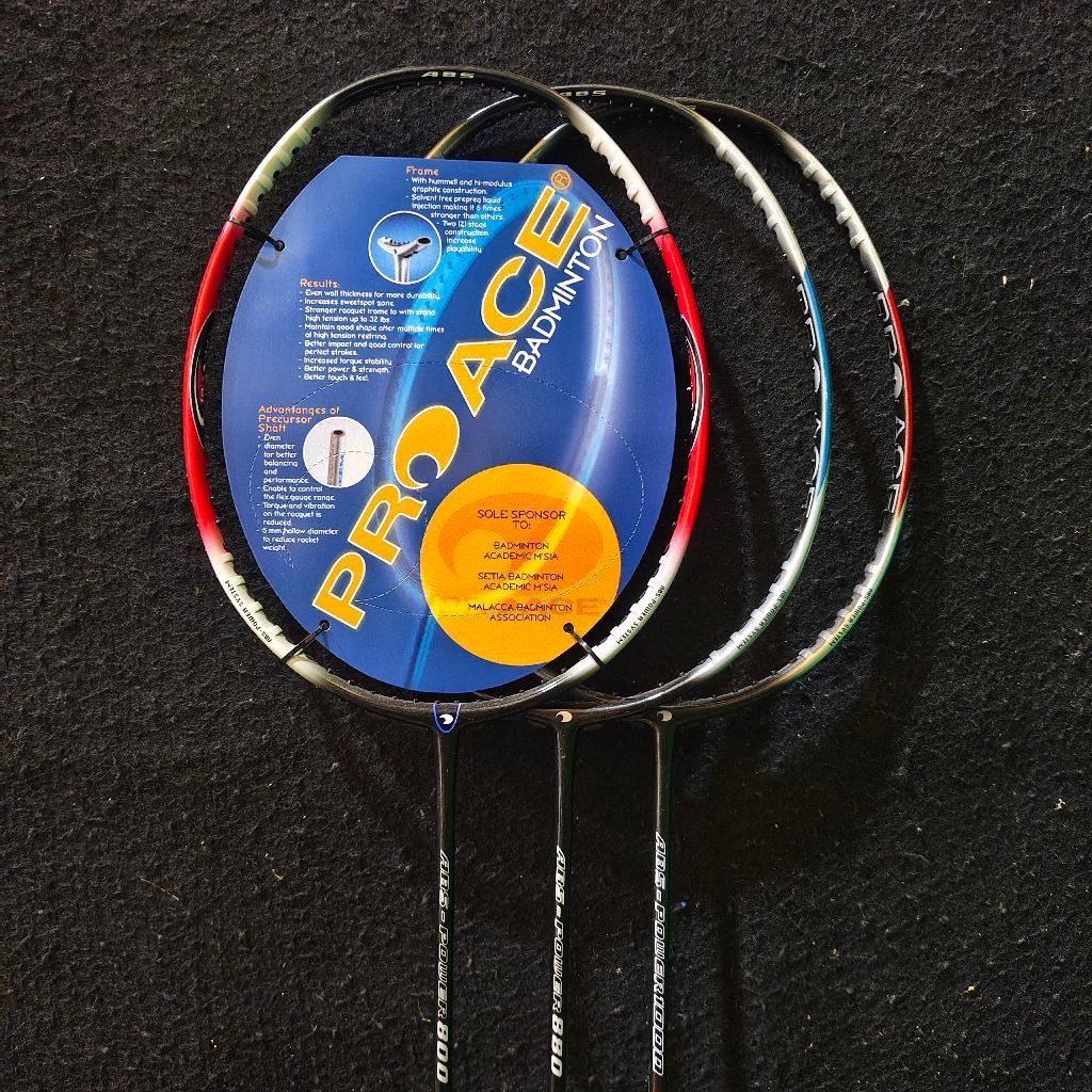 Raket Badminton Pro Ace ABS-Power 800,880 & 1000 3UG5 30LBS Original