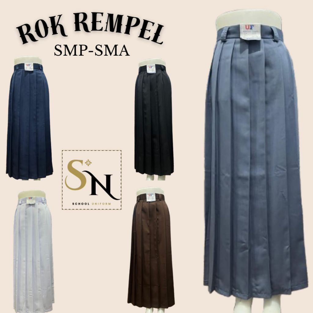 ROK REMPEL ATAS SMP SMA KAIN TWIST LICIN LEMBUT / ROK SERAGAM SEKOLAH / ROK PANJANG SEKOLAH SMP / RO