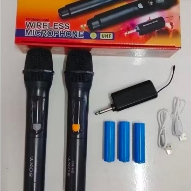 Mic Microphone Mikrofon Wireless SONY SN 301 (1 Mic) SN 302 (2 Mic) Microhone Mic Mikrofon Tanpa Kab
