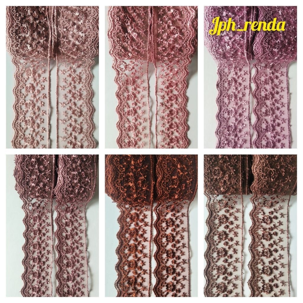 Renda tile/tulle lebar 6cm, renda bordir/air