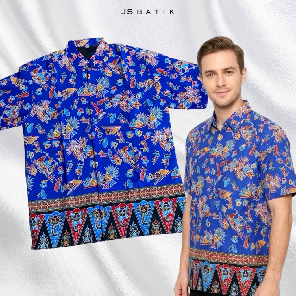 Batik Betawi Ondel Ondel (4 WARNA) / Kemeja Batik Pria / Set Couple Batik Kain Lilit Wanita / Kain M