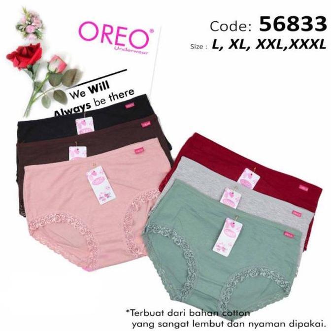 DV303 - CELANA DALAM WANITA Dewasa MOTIF RENDA OREO CD Cewek JUMBO Katun Lembut Nyaman Pendek