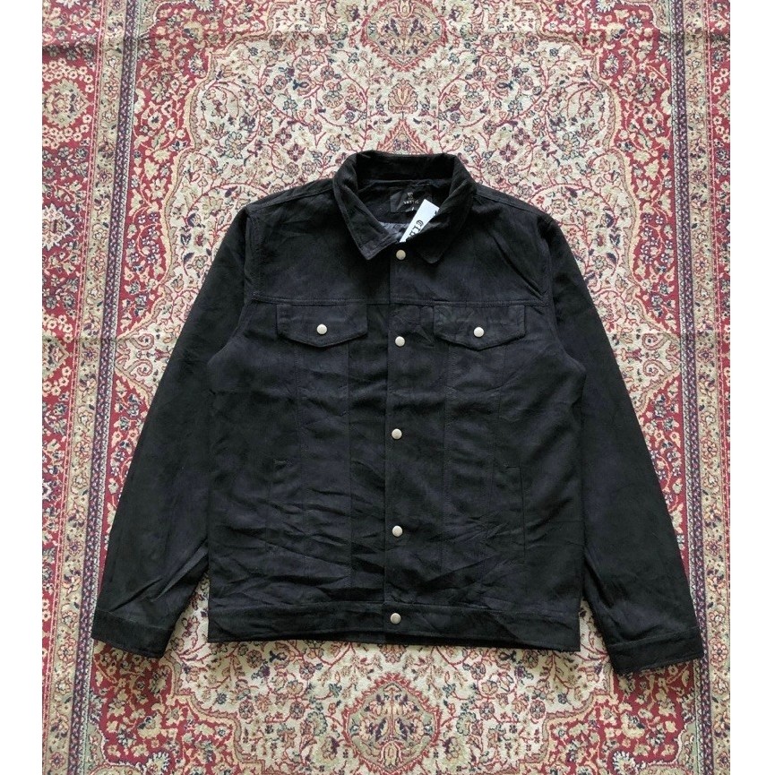 Vastic faux suede work jacket Vintage Suede black jacket i957