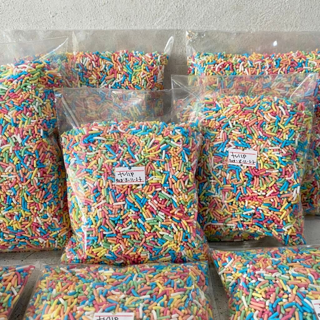 (250 gram) Meses Tulip Rainbow | meses tulip chocorice mix | meses tulip warna warni