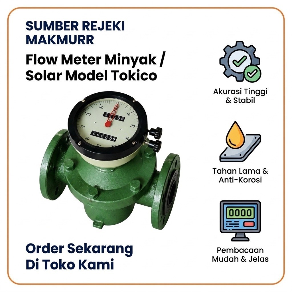 Flow Meter TOKICO DN20 3/4 Inch Flowmeter Minyak Solar Oil Fuel Meter Meteran Solar