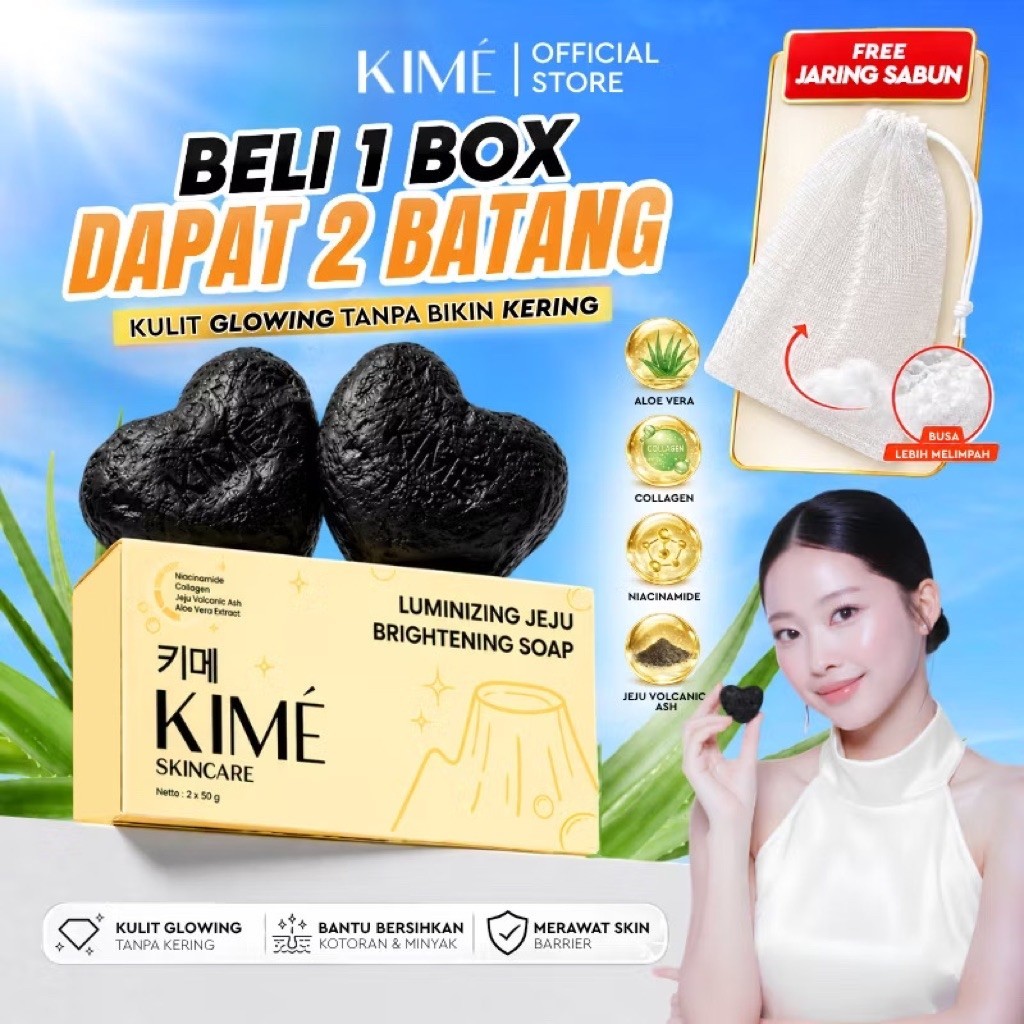 YS ~ KIME LUMINIZING JEJU BRIGHTENING SOAP – Sabun Pencerah Badan Wajah Sabun Pemutih Glowing Badan 