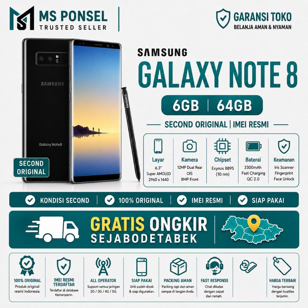 SEIN | Samsung Galaxy Note 8 6/64GB Resmi Second Fullset Original