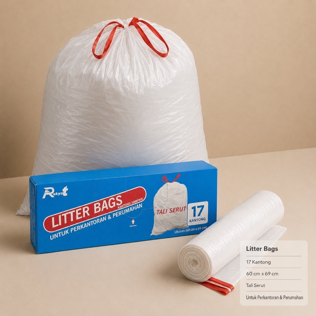 DAVINCI - Litter trash bag dengan tali serut / laundry bag atau plastik sampah