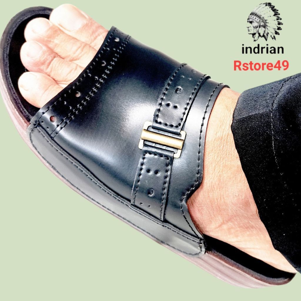 Sandal kulit Indrian black 405 original/sandal kulit indrian/sandal kulit/sandal slop indrian/sandal