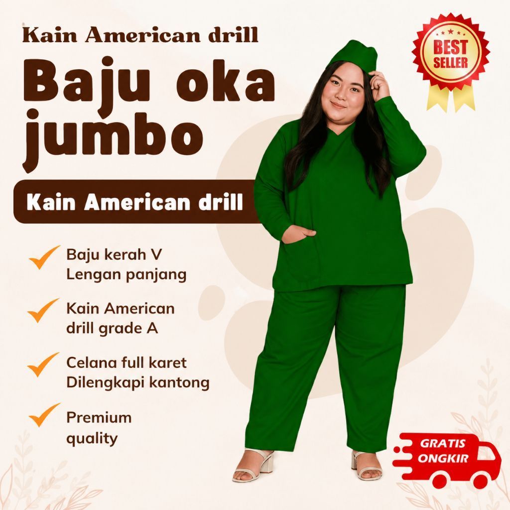 Baju ok jumbo baju scrub big size super jumbo baju medis american drill