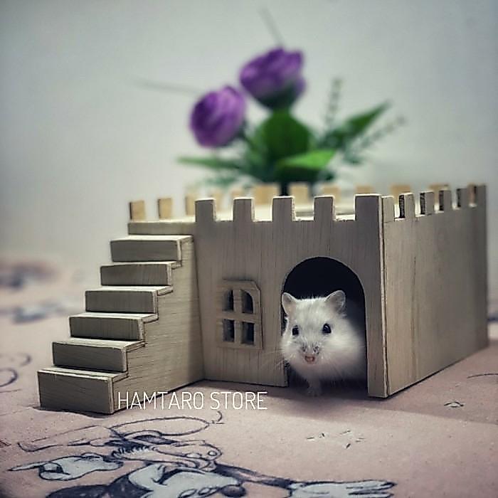 Rumah Hamster Istana Benteng Model Kayu , Mainan Hamster Kayu