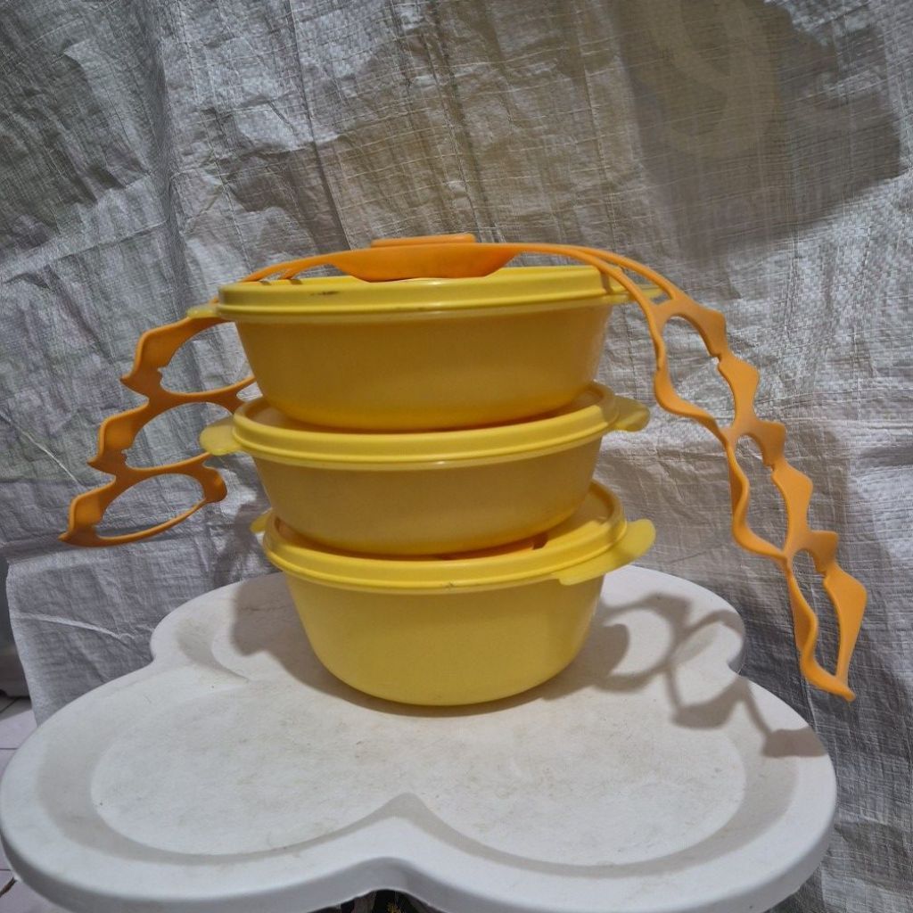 Rantang CAB  Bulat 3 Susun Kuning Tupperware Original Second