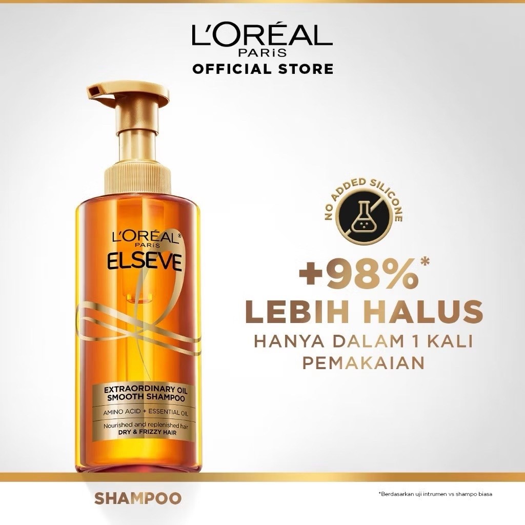 Loreal Elseve Extraordinary Oil Snooth Shampoo 440 ML Amino Acid & Essential Oil