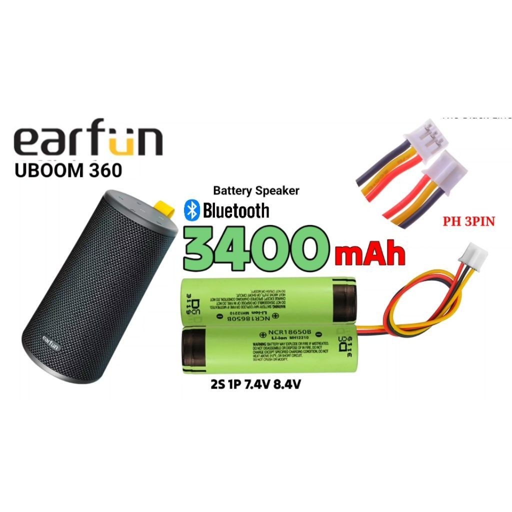Baterai Pengganti Earfun UBOOM 360 Bluetooth 3400mAh 2S1P 7.4V 8.4V PH3PIN