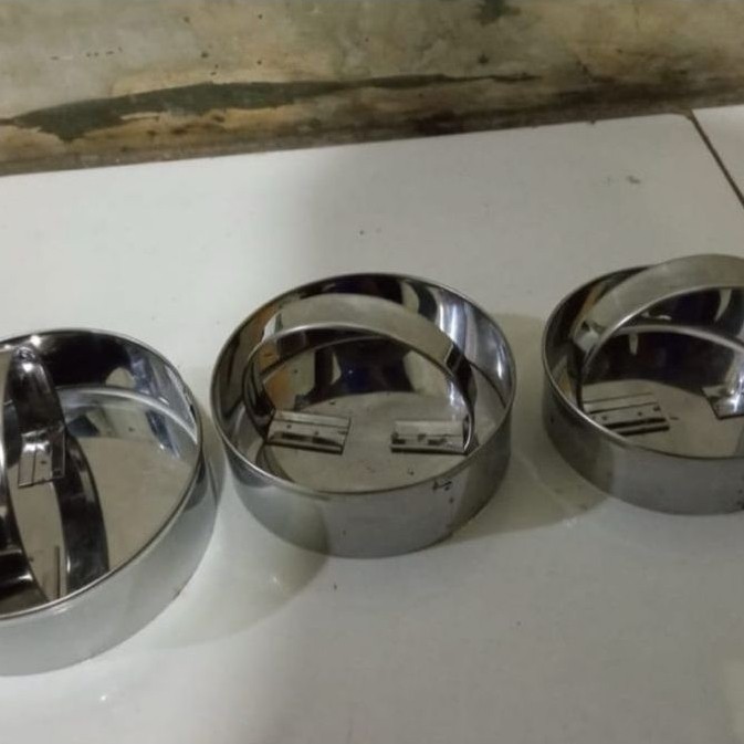 Ring Burger Press Daging Stainless Steel 6-12cm + Penekan Burger Patty Maker