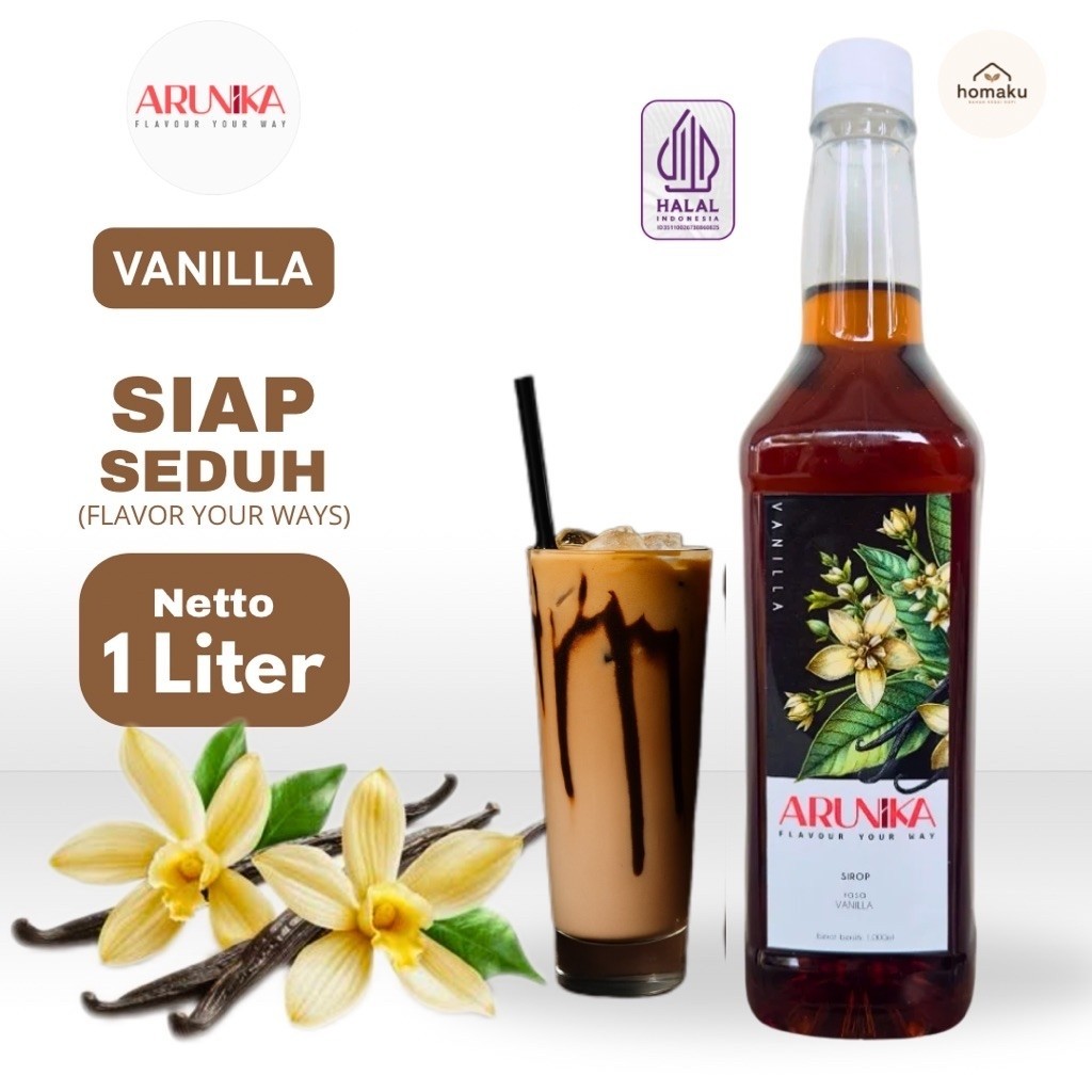 Sirup Vanilla Arunika 1 Liter untuk Kopi, Latte & Minuman Kekinian