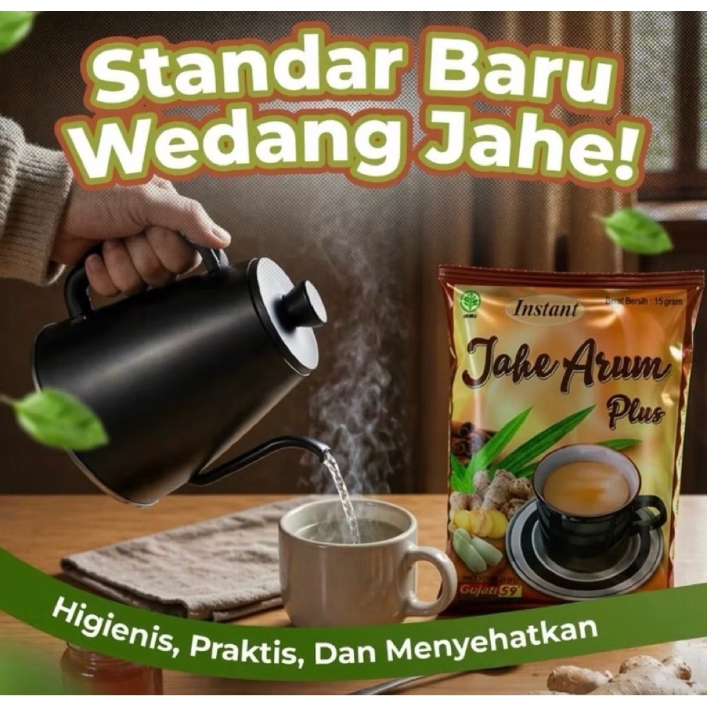Jahe Instan Gujati Jahe Arum - 20 Sachet, Rasa Nikmat, Menghangatkan Tubuh, Meredakan Mual