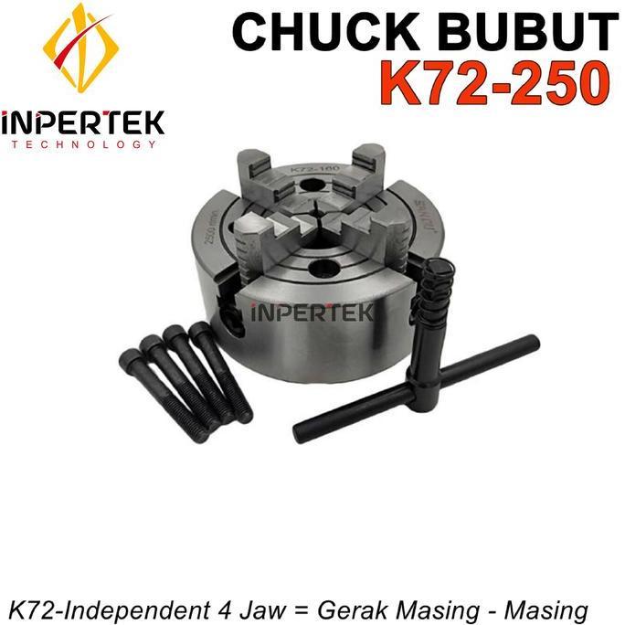 TJANMON Chuck Bubut 10" 4 Jaw K72-250 Claw 10 Inchi Cekam Kaki 4 Independent