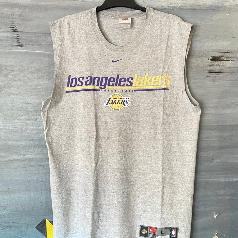 Kaos Abu Abu Nba Basket Ball Vintage Losangles Lakers y2k You Can See Kutungan Nike Center Made in U