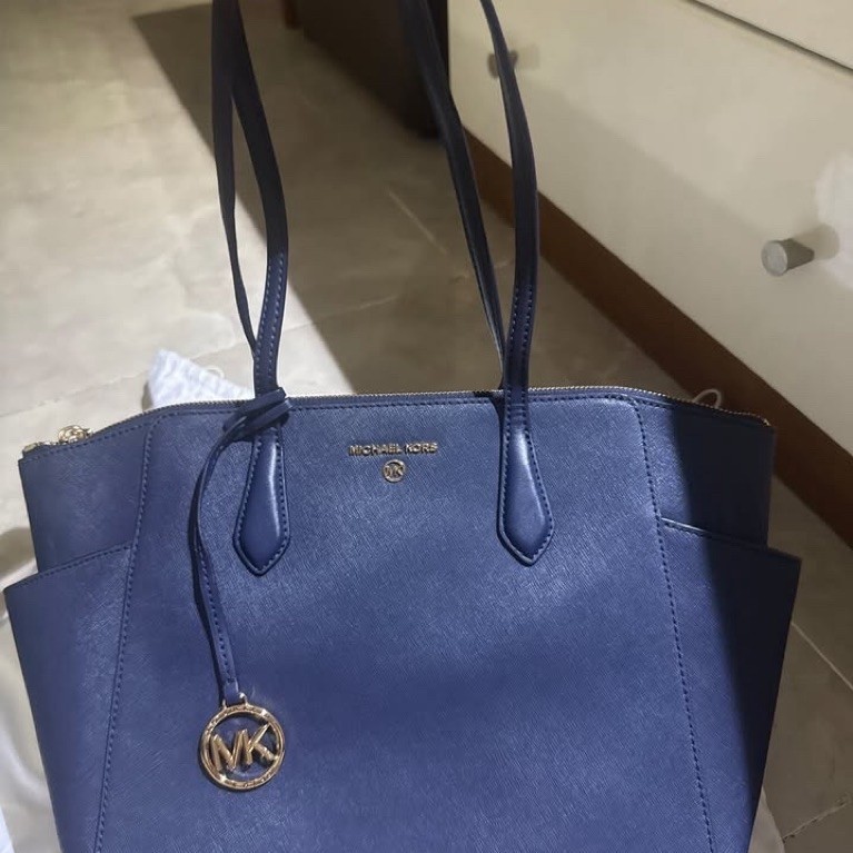 Michael Kors Marilyn Medium Saffiano Tote Bag Blue