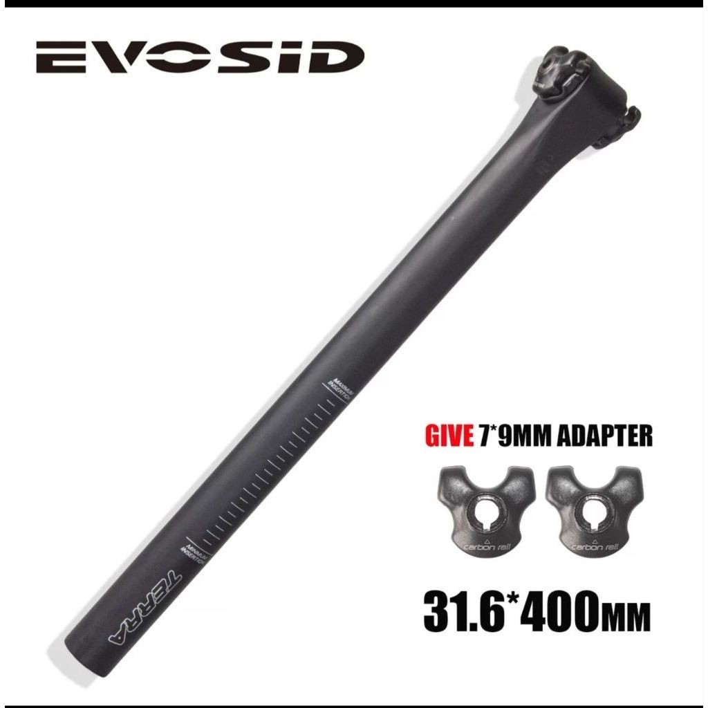 seatpost carbon evosid terra 31.6x400mm include clamp rail carbon n clamp rail standart