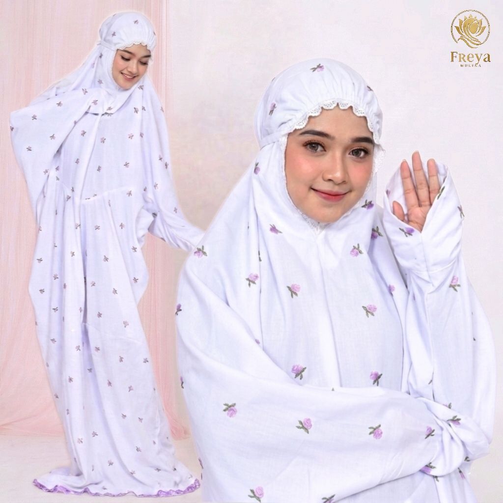 MUKENA POLINO BORDIR AESTETIC SERIBU BUNGA MUKENA PUTIH TERUSAN REMAJA SANTRI MUKENA LAJURAN BAHAN A