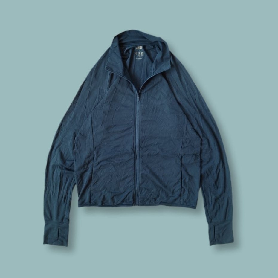 Uniquesport - Jaket Track Olahraga Running Uniqlo AIRism UV Cut Navy Second