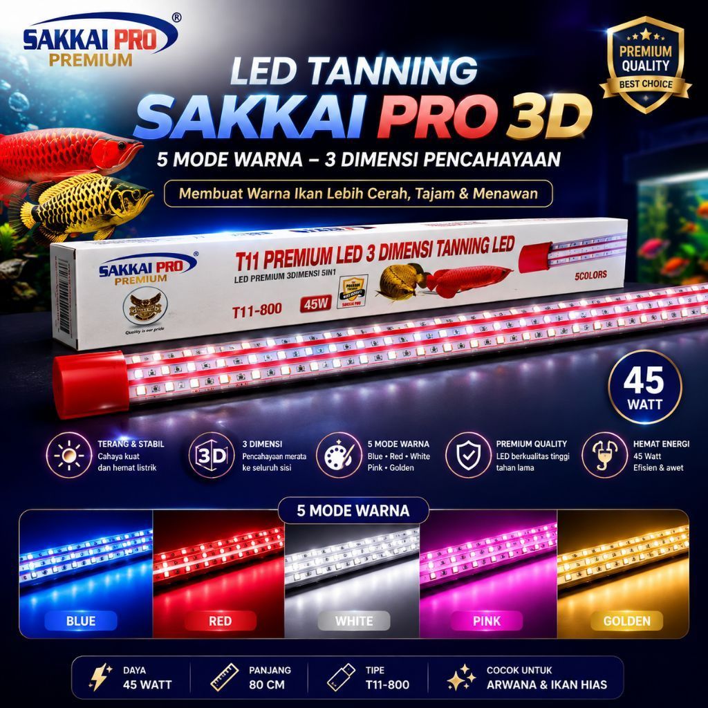 Sakkai Pro Lampu Led Tanning Aquarium Premium T11-800, T5 Double 600 ,T5 Double 800, T5 -58 single