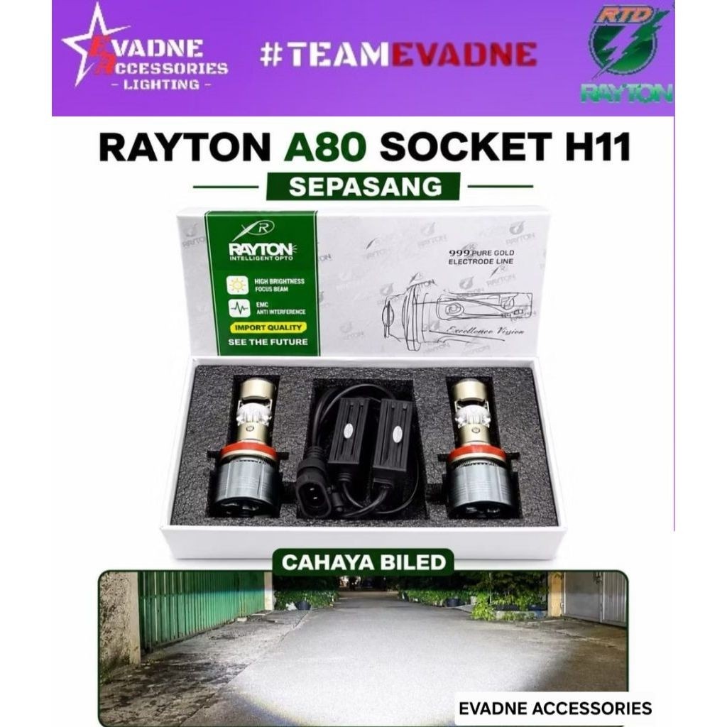 LAMPU LED UTAMA & FOGLAMP RTD RAYTON A80 PLUS SOCKET H11