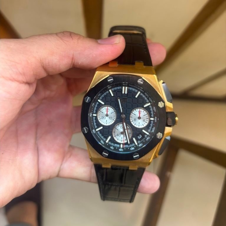 Jam Tangan AP Offshore Gold Automatic Swiss Leathers Strapp