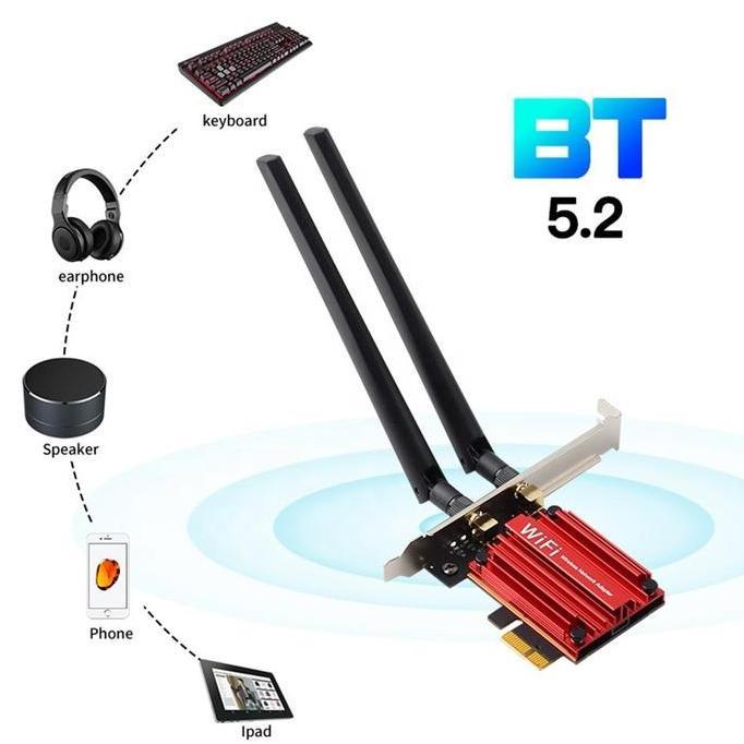 Promo PCIE Wifi AXE5400R Wifi 6 Mediatek Tri Band Wireless Bluetooth Diskon