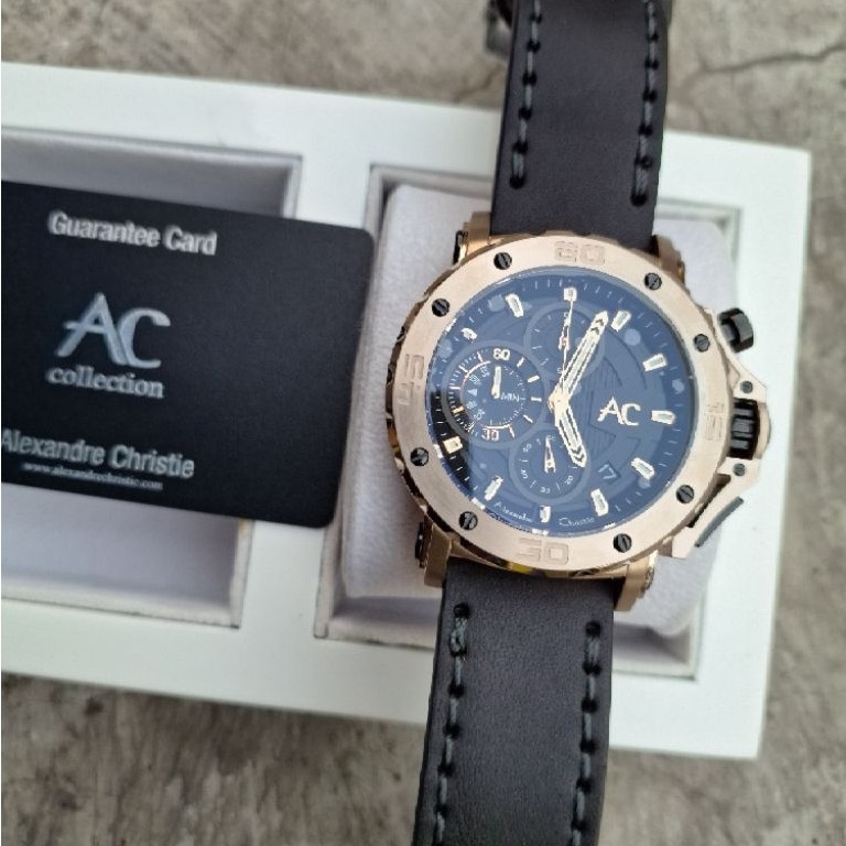alexandre christie 9205 original kulit gold hitam