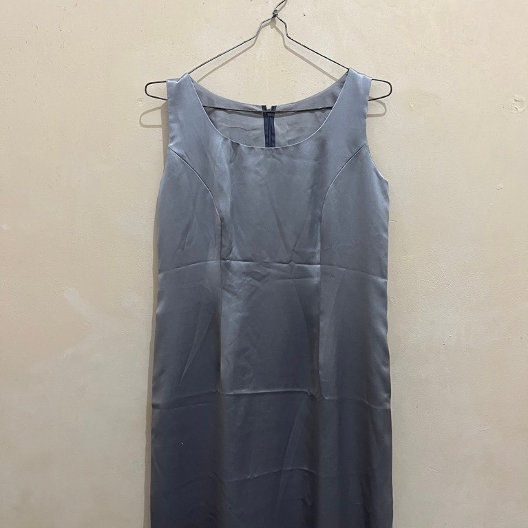 [PRELOVED] Long Satin Dress - All Size | Grey