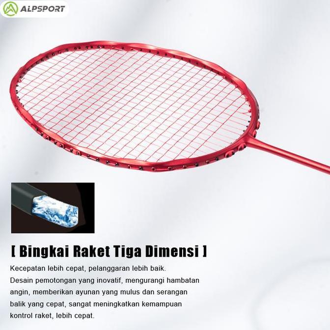 ALP-SPORTS ALP V5 PRO Raket Bulutangkis Serat Karbon T800 50T Berat 5U Teknologi MXH Stabilitas Akur
