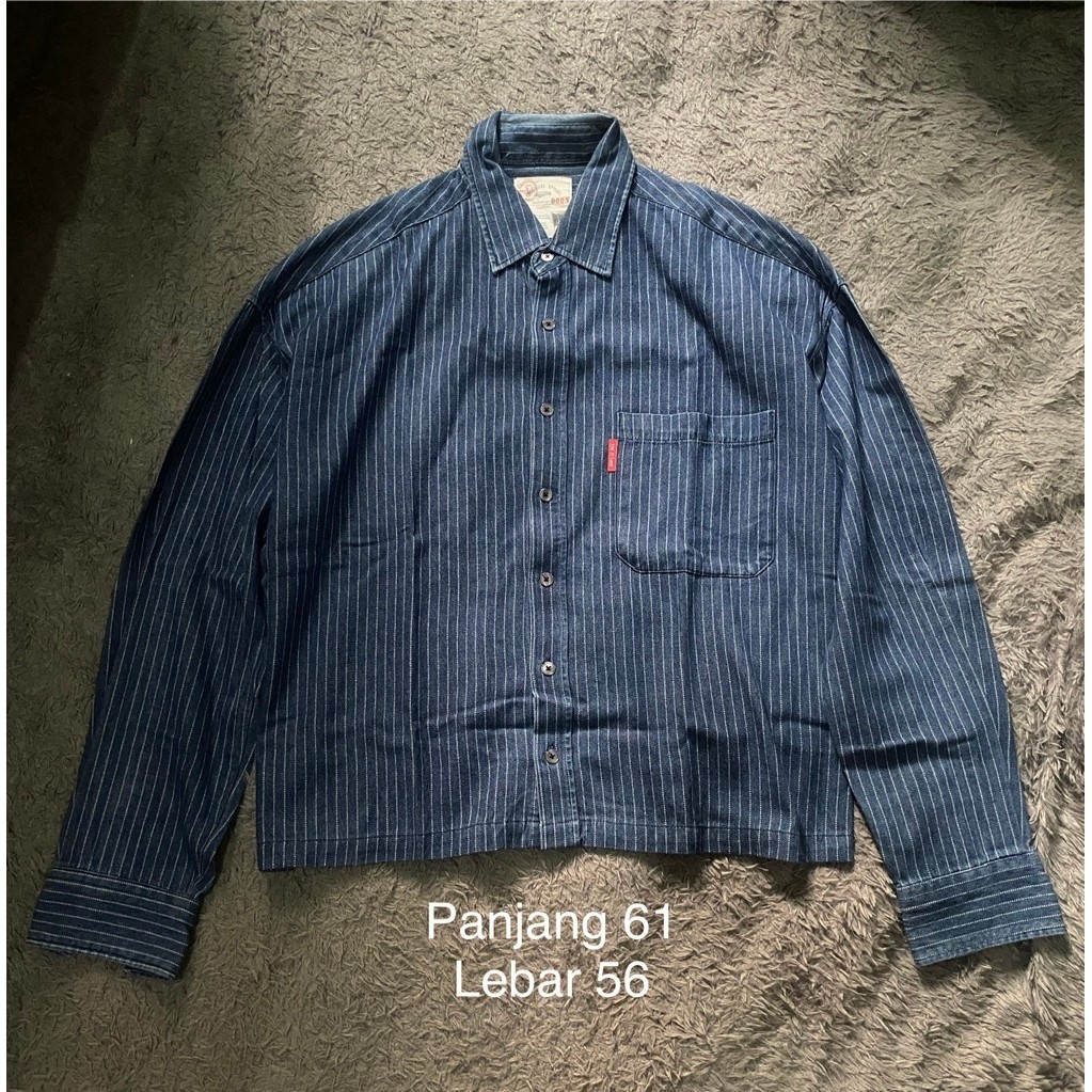 the D.land kemeja jeans salur lengan panjang fix boxy