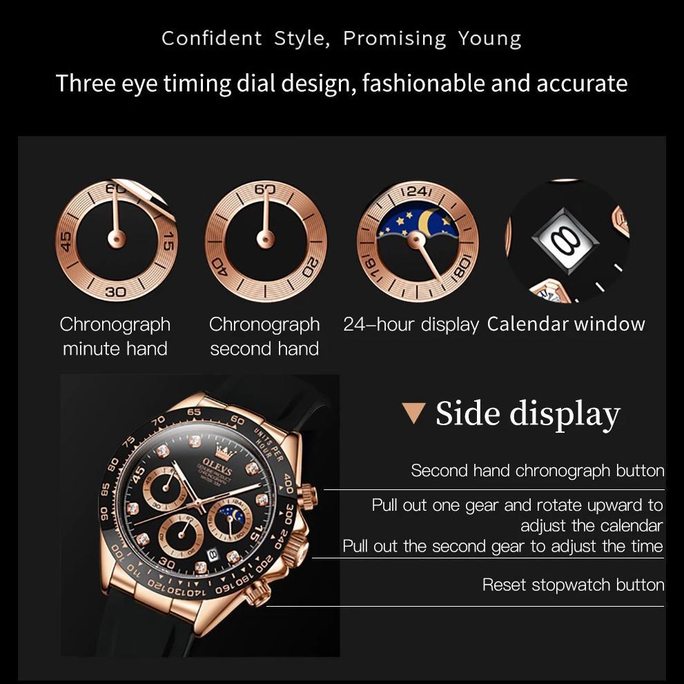 Super Deal Olevs 2875 Jam Tangan Pria Anti Air Original Keren Luxury Chronograph Watch Men Multifung