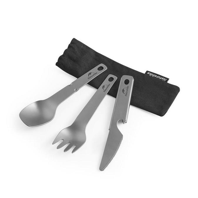 Cutlery Titanium Naturehike CNH22CJ017 3in1 alat makan set hiking