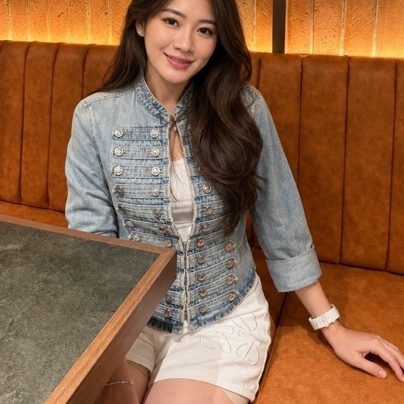 Peony- READY JACKET DENIM NAPOLEON BUTTON wanita