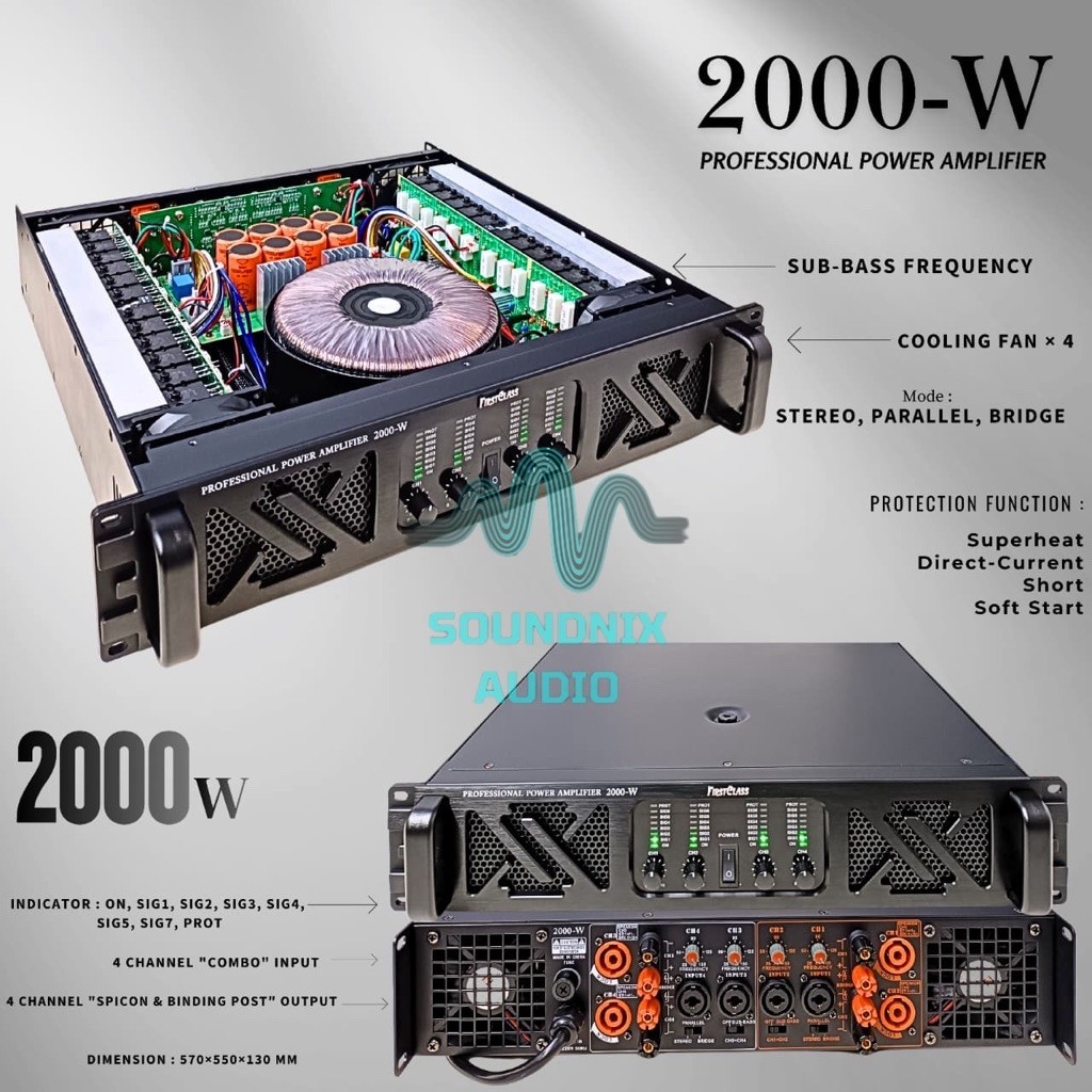 Power Amplifier First Class 2000-W Profesional – Power Amplifier Audio Sound System ( BISA COD )