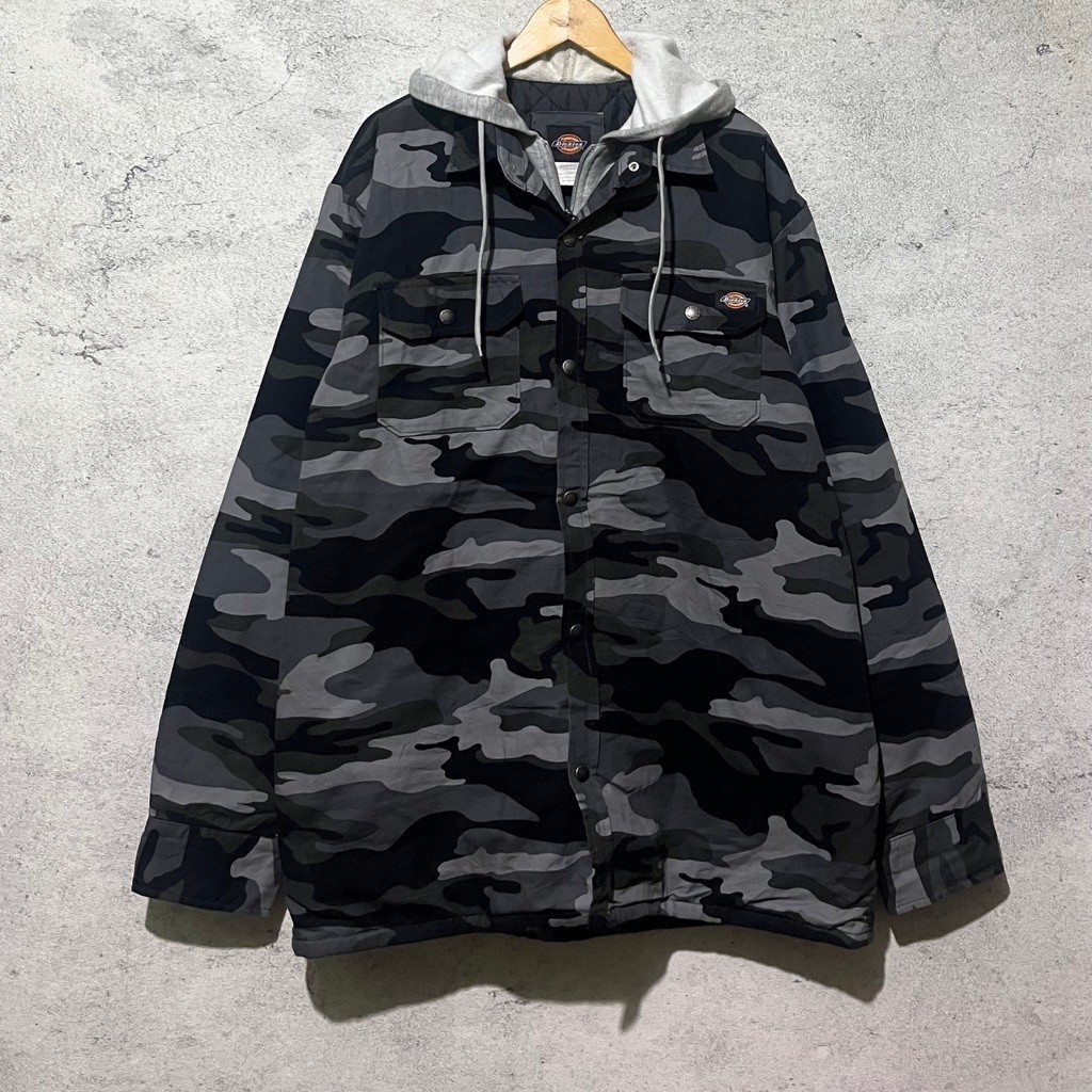 Dickies hooded duck shirt Jacket coat qualited camo black